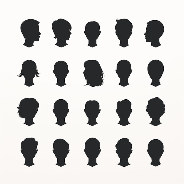 Vecteur silhouettes de visage vecteur de dessin animé