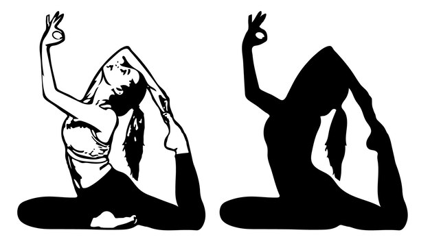 Des silhouettes de yoga vectoriel