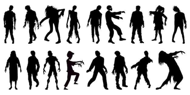 Des silhouettes de zombies dans diverses poses