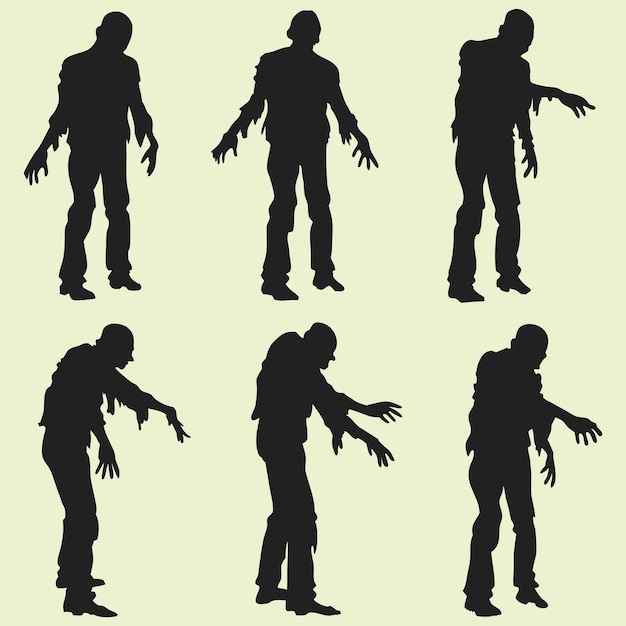 Des silhouettes de zombies qui marchent et atteignent