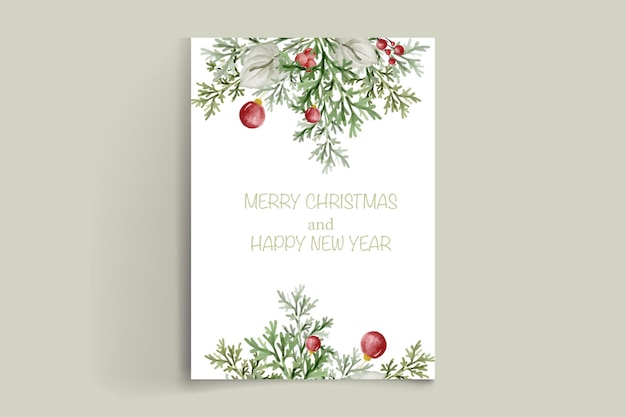 Simple Carte De Noël à L'aquarelle Avec Ornement Vert Et Rouge