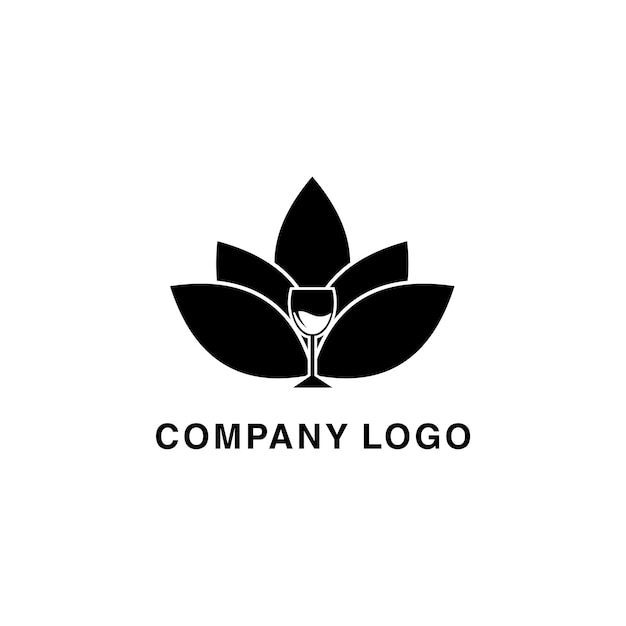 Simple Combinaison De Logo Unique De Lotus Et De Verre De Vin