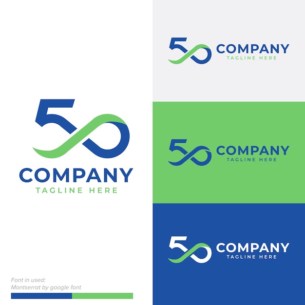 Simple Infini Nombre 50 Ans Anniversaire Pas De Limite Icône Logo Vector Design