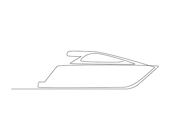 Simple Ligne De Dessin De Transport Par Eau. Concept De Sous-marin De Yacht De Bateau D'illustration D'une Ligne.