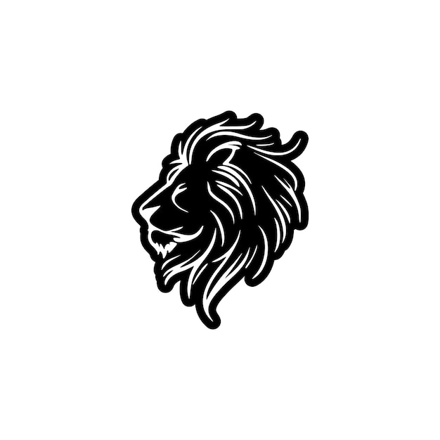 Un simple logo d'un lion en dessin vectoriel noir et blanc