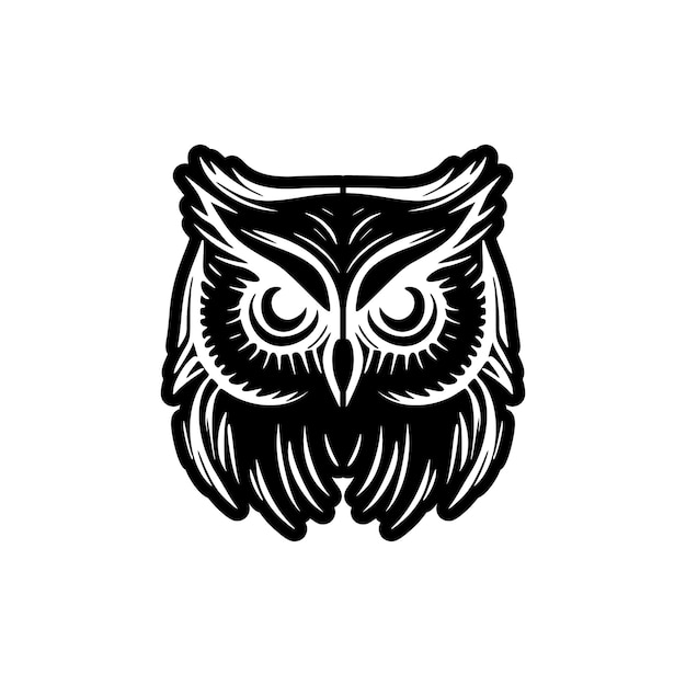 Un simple logo vectoriel d'un hibou en noir et blanc