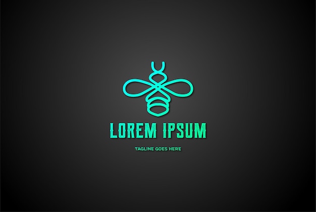 Simple Minimaliste Abeille Insecte Ligne Contour Logo Design Vector