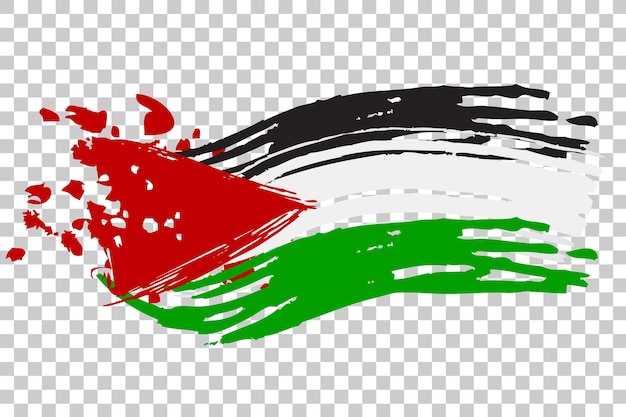 Simple Vecteur Main Dessiner Croquis Bannière Palestine Drapeau Et Sang Pour Les Besoins De Démonstration Sur Fond D'effet Transparent