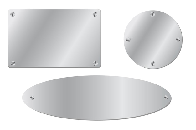 Vecteur simple vector set 3 silver blank plant and bolt rectangle oval and circle