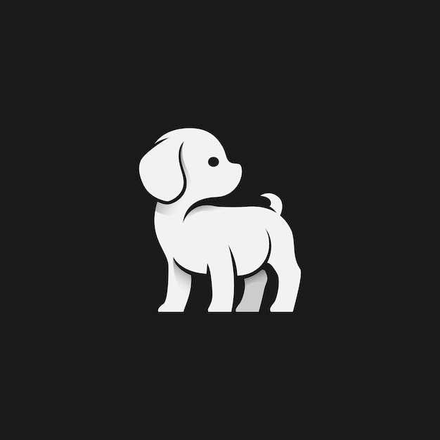 La Simplicité D'un Petit Logo De Chien Sur Fond Noir