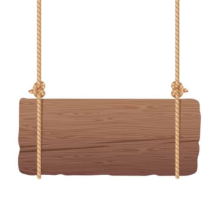 Vecteur singboard en bois suspendu à des cordes