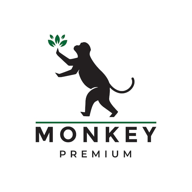 Singe Animal Mammifère Primate Faune Safari Adorable Logo Design Illustration Vectorielle