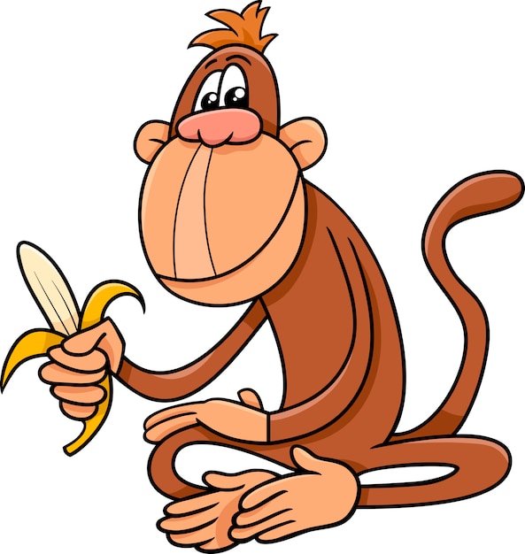 Singe Avec Dessin Animé De Banane