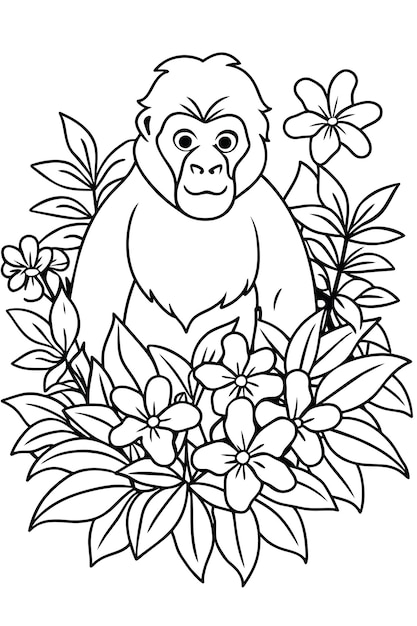 Vecteur un singe avec des fleurs et un singe dessus