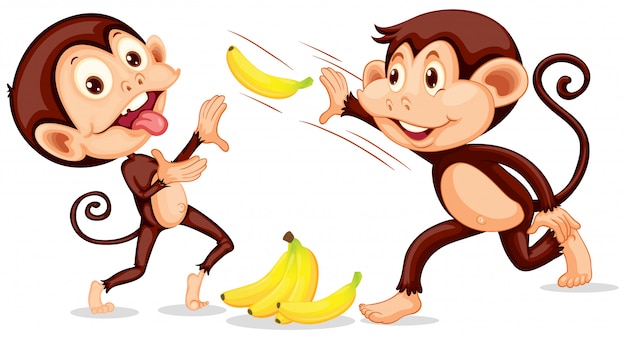 Singe Jetant Une Banane