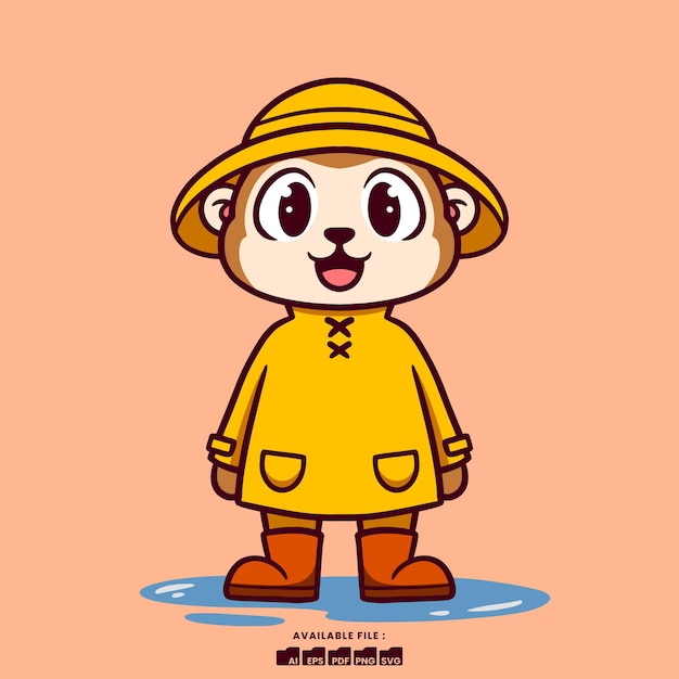 Singe Mignon Avec Imperméable