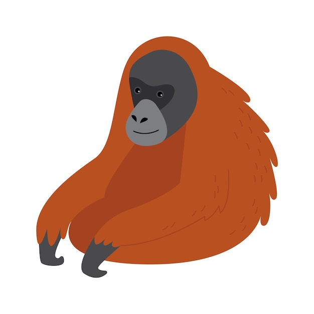 Singe Orang-outan Assis Illustration Vectorielle Animal Exotique