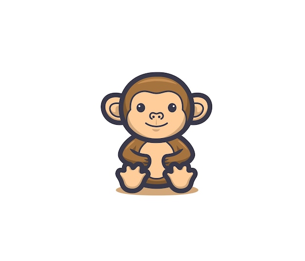 Vecteur des singes mignons sont heureux logo de la mascotte