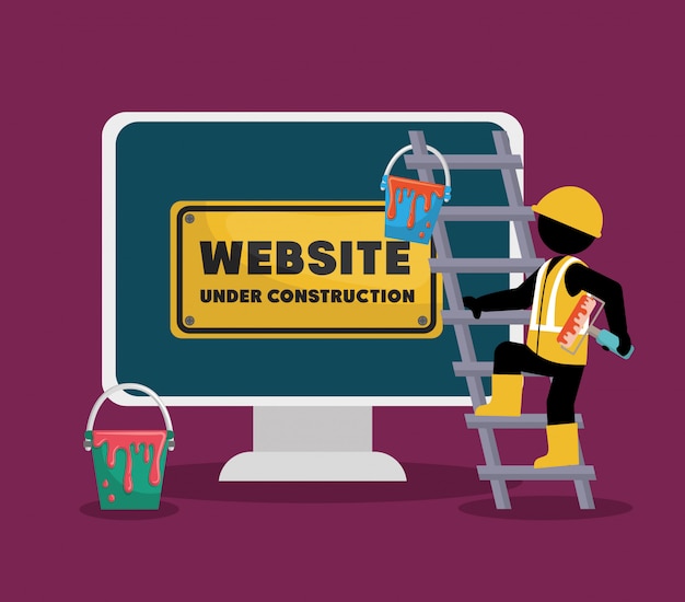 Site en construction avec ordinateur de bureau