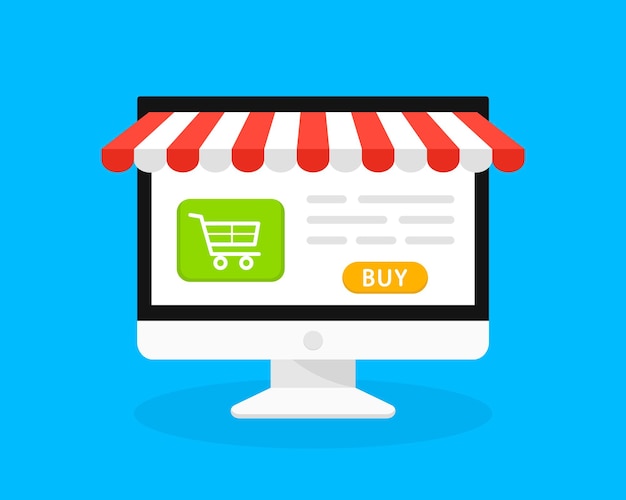 Site Web d'achat en ligne sur l'ordinateur avec et achat d'écran
