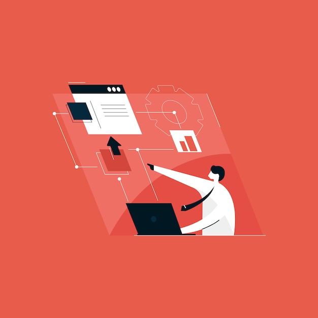 site Web et application mobile et concept de développement, illustration de gestion de workflow
