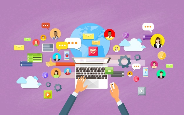 Site Web de contenu pour ordinateur portable Communication par réseau social