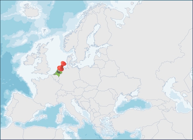 Vecteur la situation des pays-bas sur la carte de l'europe