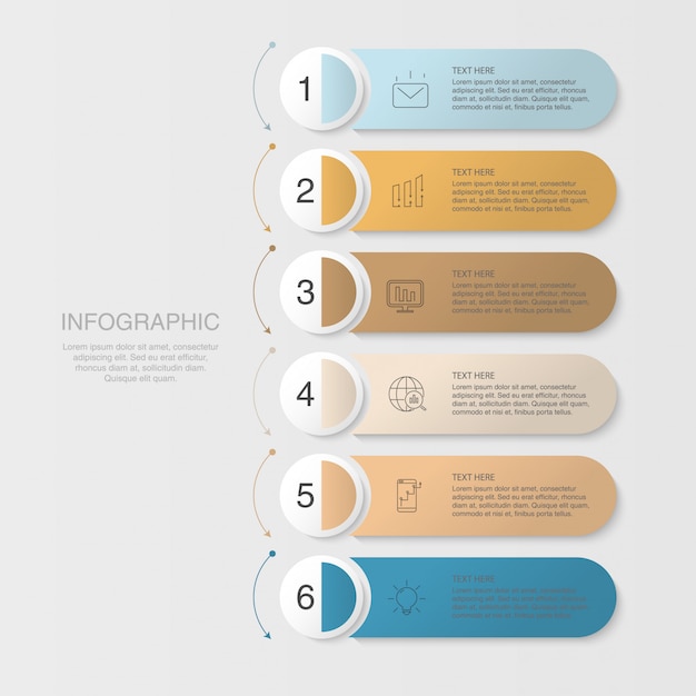 Six éléments Infographiques Et Icônes Pour Le Concept D'entreprise.