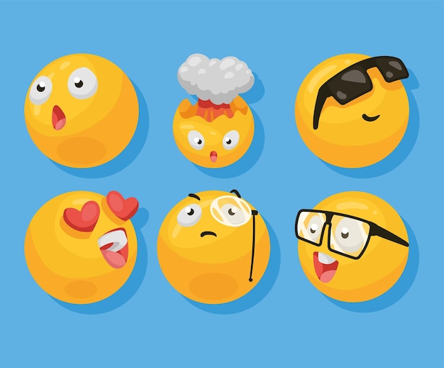 Six Icônes De Style 3d Emojis