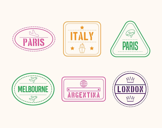 Six timbres internationaux