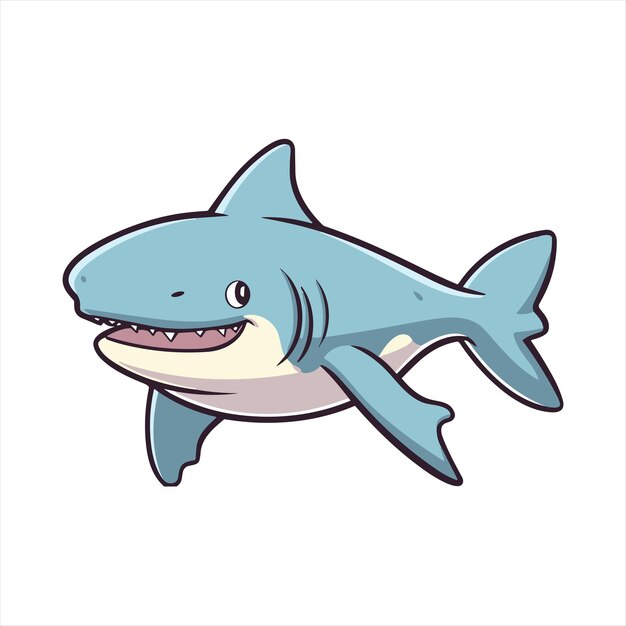 Vecteur sixgill shark mignon drôle dessin animé kawaii clipart coloré aquarelle mer animal autocollant illustration