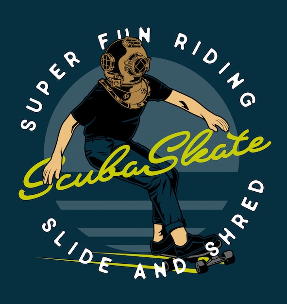 Vecteur skate scuba