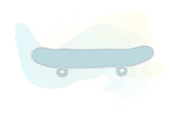 Skateboard Dessiné à La Main Sur Fond D'aquarelle Traits Dynamiques Doodle Sportif Illustration Vectorielle D'un Objet De Surf