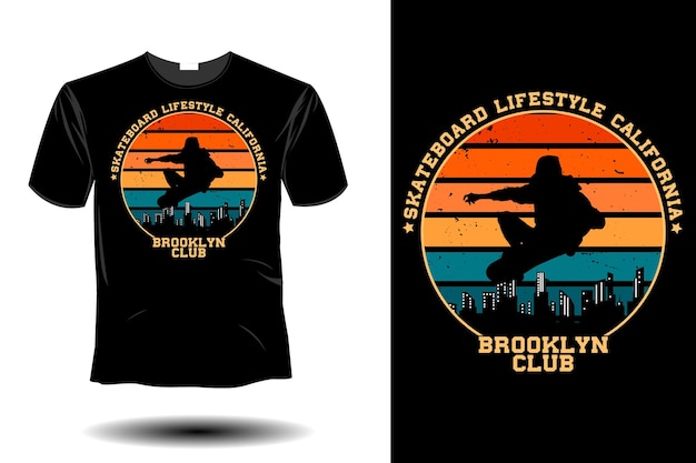 Skateboard lifestyle californie brooklyn club maquette rétro design vintage