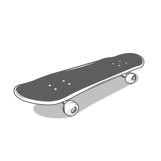 Vecteur skateboard en style monochrome