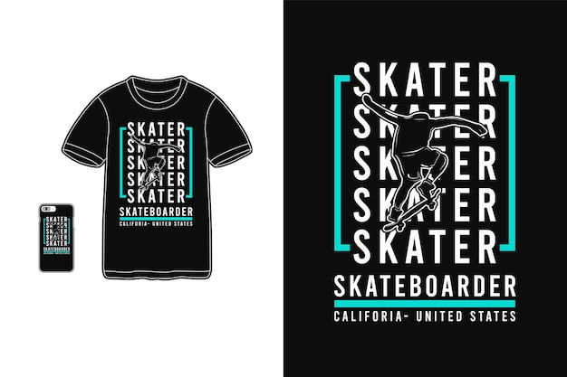 Skater California Tshirt Maquette De Silhouette De Marchandise