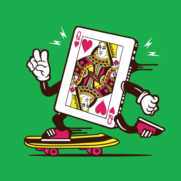 Skater Queen Poker Card Skateboarding Design Des Personnages