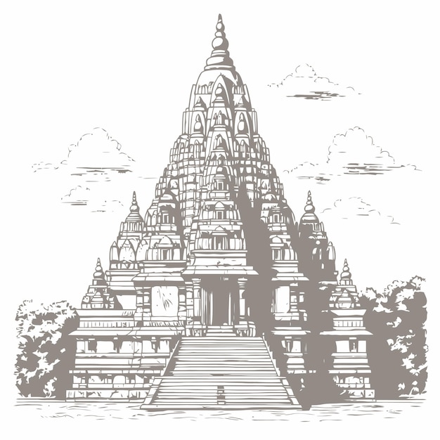 Vecteur skech du temple isolé sur fond blanc