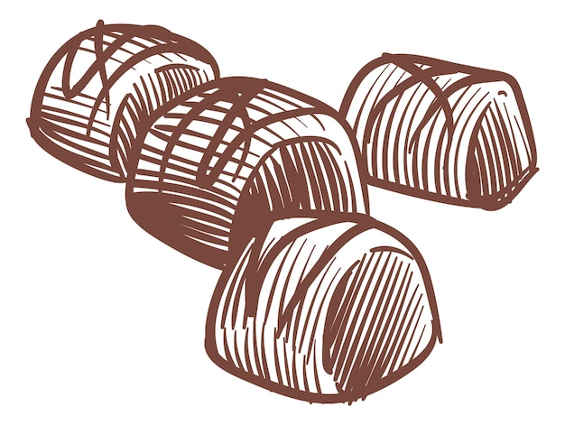 Sketch De Bonbons Au Chocolat Gravure De Collations Sucrées Et Savoureuses