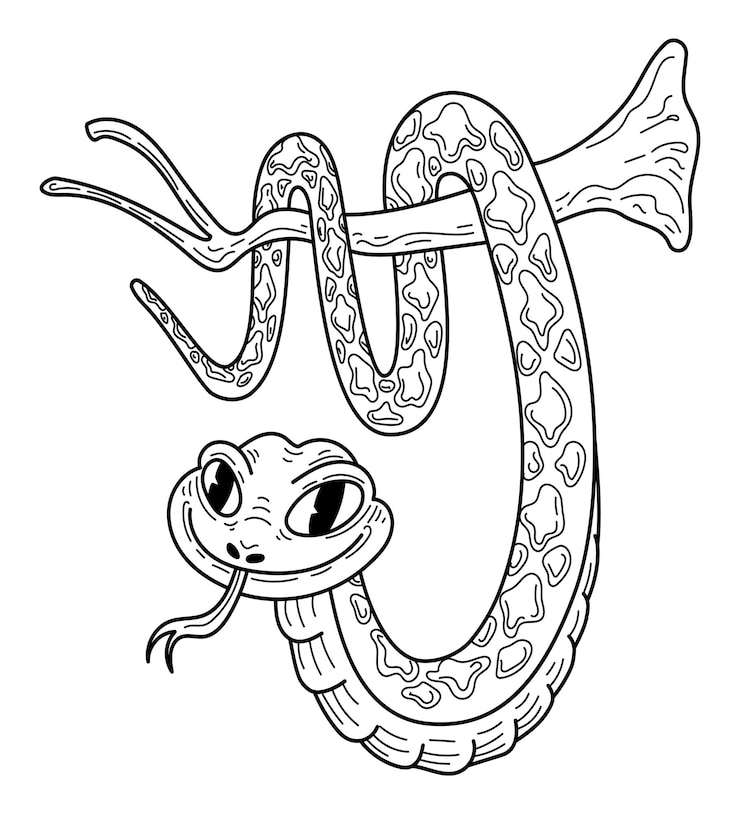 Vecteur sketch du serpent sur la branche illustration artistique dessinée à la main