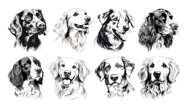 Sketch illustration de tête de chien dessinée à la main