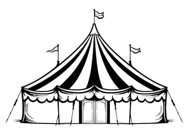 Vecteur sketch rétro de tente de cirque illustration vectorielle dessinée à la main