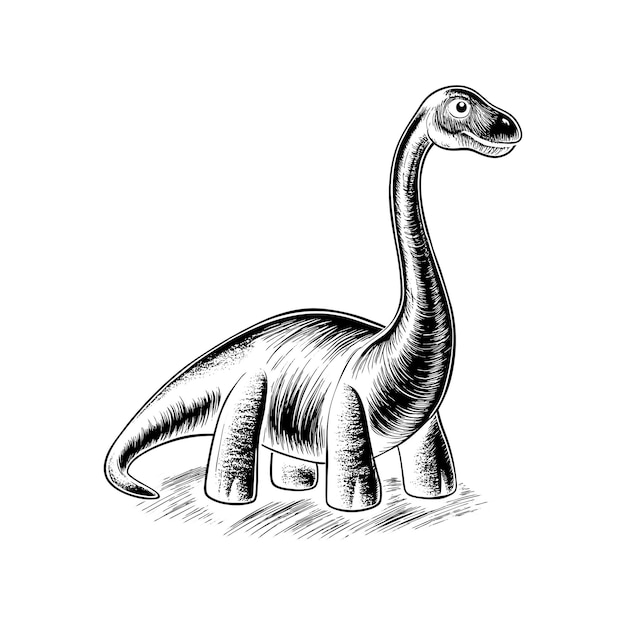 Vecteur sketch vectoriel de dessin animé de brachiosaurus noir parfait pour le décor de la pépinière