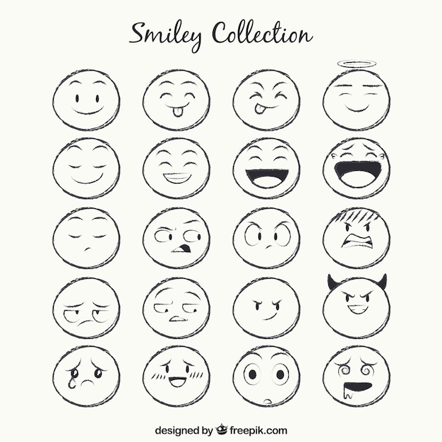 Vecteur sketches collection smiley