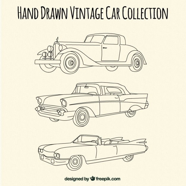 Vecteur sketches de voitures élégantes anciennes