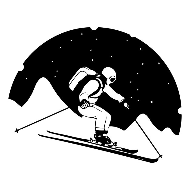 Ski Dans Les Montagnes Illustration Vectorielle En Style Plat