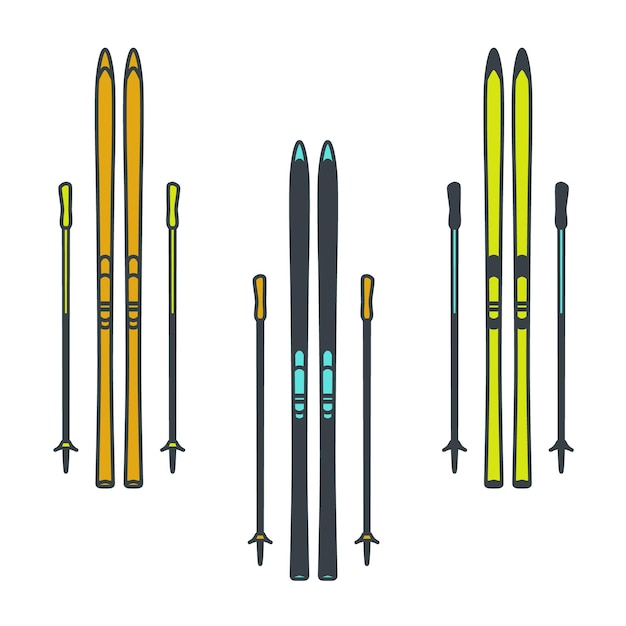 Ski De Fond Avec Illustration Vectorielle De Bâtons De Ski