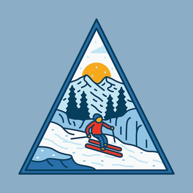 Ski à Iceberg Illustration Graphique Vector Art Tshirt Design