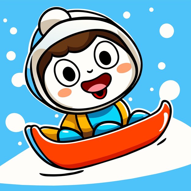 Ski Pour Enfants, Snow Tubing, Snowboard, Traîneau D'hiver, Plaisir à La Main, Autocollant De Dessin Animé Plat Et élégant