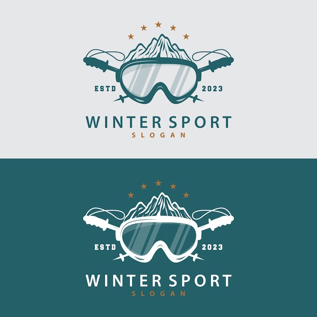 Vecteur ski sport logo hiver neige sports design rétro vintage illustration vectorielle